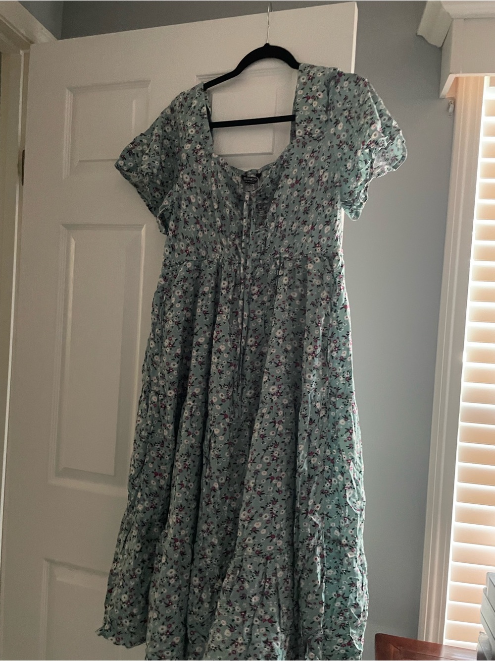 WomenFloral Tie-Front Maxi Dress - Mint Green
